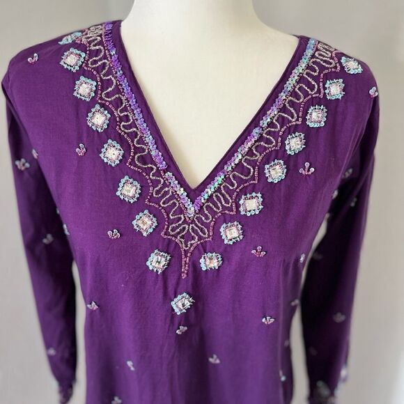 Purple Embellished tunic top - Picture 3 of 6